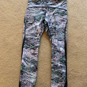 Lululemon crop leggings with mesh detail